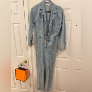 Mango Light Blue Denim Jumpsuit